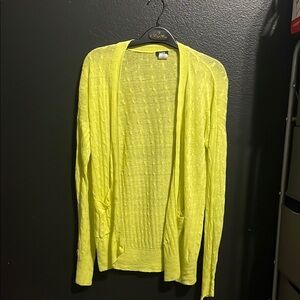 J. Crew Yellow Cable Knit Cardigan Sweater